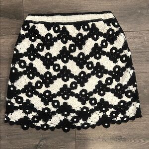 Avec Les Filles Black and White Crochet Skirt